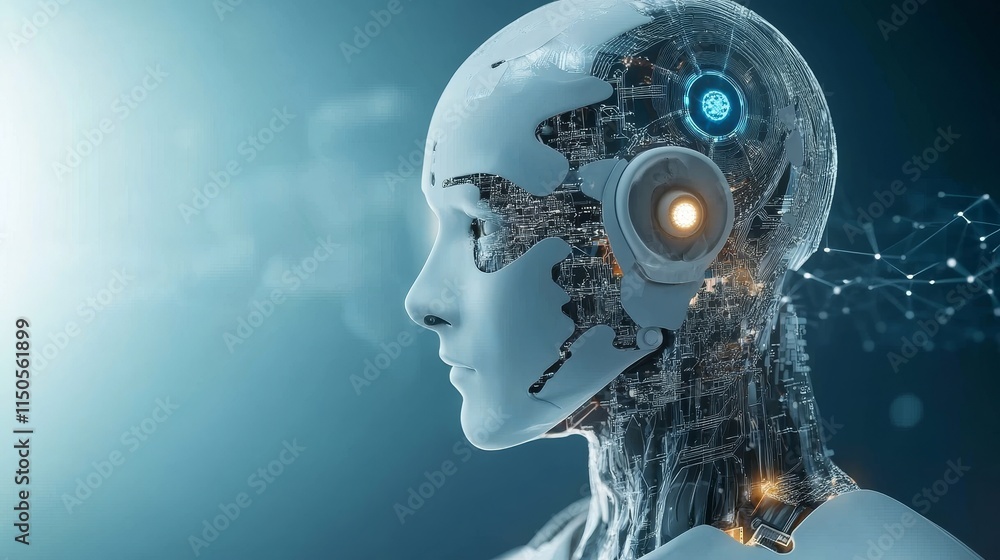 Poster advanced robotic intelligence - futuristic robot, artificial intelligence, technological advancement