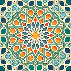 Vector illustration of an Islamic Arabic decorative pattern, showcasing an abstract design with intricate geometric elements