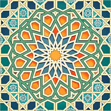 Vector illustration of an Islamic Arabic decorative pattern, showcasing an abstract design with intricate geometric elements