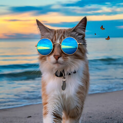 cat on the beach