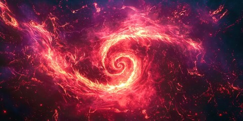 Red spiral in space with a lot of fire