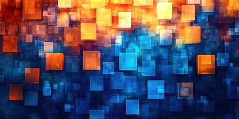 Colorful background with blue and orange squares