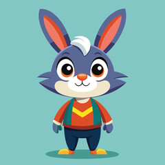 Cute Cartoon Rabbit Vector Design for Kids Coloring Activities