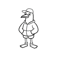 Cartoon Seagull in Hoodie and Cap - Hip Urban Character Design