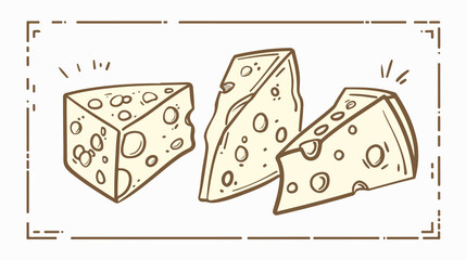 Hand Drawn Cheese Doodle Line Icon