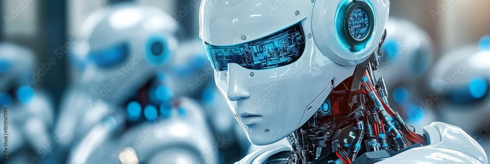 Poster robotic assembly line manufacturing process - advanced robotic automation, precise assembly, future 