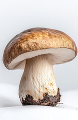 Freshly Foraged Porcini Mushroom on Light Background