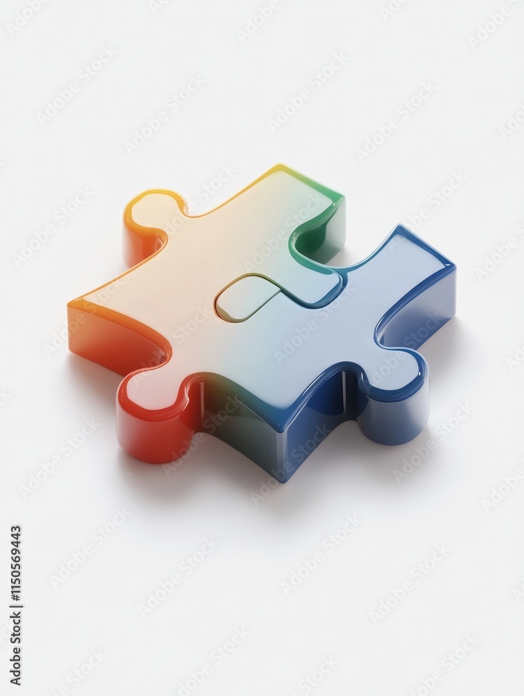 Poster vibrant collapsed puzzle piece design - symbolizing connection, collaboration, solution, completion,