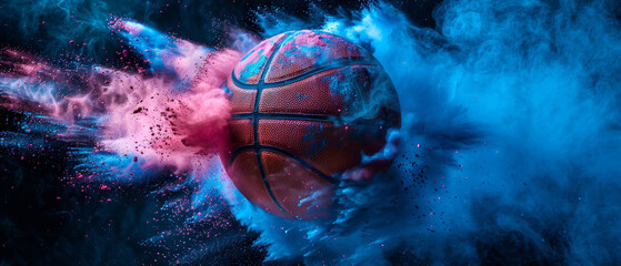 Dynamic Basketball in a Colorful Explosion