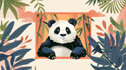 Giant Panda Flat Vector Illustration