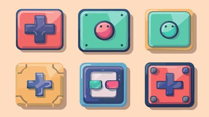 Obraz premium Flat Vector Illustration of Game Buttons Set