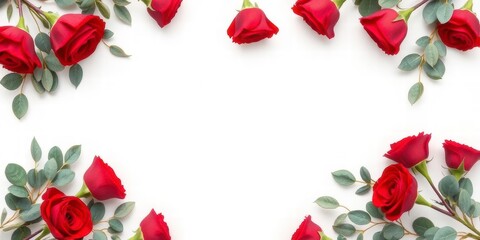 Red Roses and Eucalyptus Frame