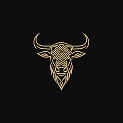 Obraz premium Bull logo line icon vector