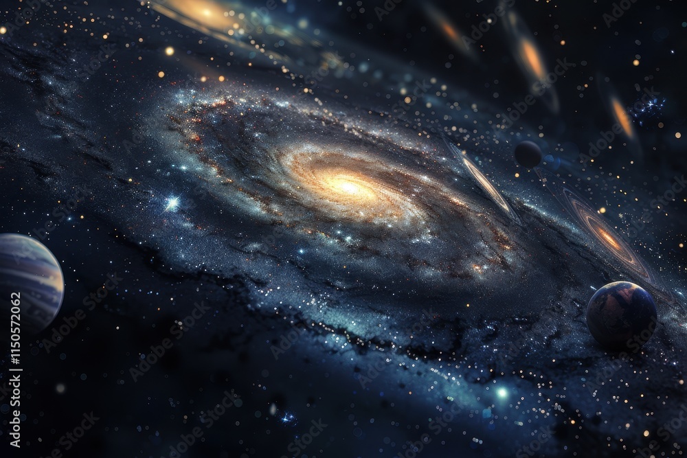 Aufkleber stunning galactic view showcasing swirling stars and cosmic dust in the vastness of space with a lum