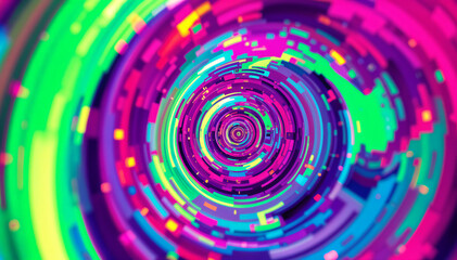 Obraz premium A colorful abstract spiral pattern with vibrant shades of pink, purple, blue, and green.