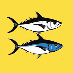 Isolated Black Fin Tuna: A Stunning Illustration Featuring the Bold Colors of This Iconic Fishing Catch