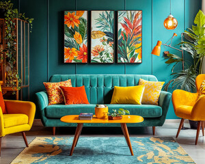 modern living room, mid-century modern decor,
