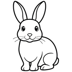 Cute Cartoon Rabbit Vector Design for Kids Coloring Activities