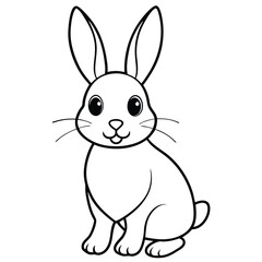 Cute Cartoon Rabbit Vector Design for Kids Coloring Activities
