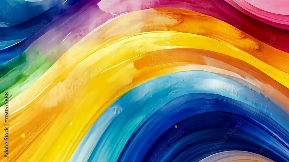 Poster colorful abstract waves create vibrant visual harmony in a contemporary art piece with flowing lines