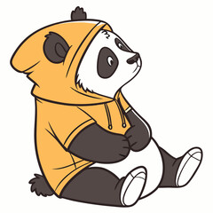 Panda in a hoodie on white background