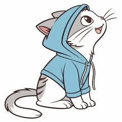 Cat in a hoodie on white background