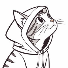 Cat in a hoodie on white background