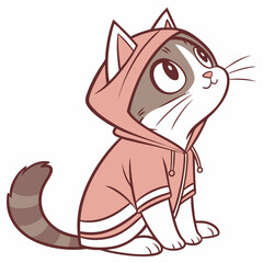 Cat in a hoodie on white background