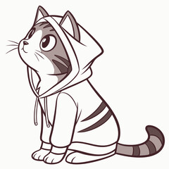 Cat in a hoodie on white background