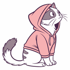 Cat in a hoodie on white background
