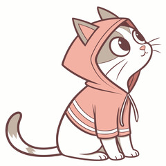 Cat in a hoodie on white background