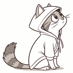 Cat in a hoodie on white background