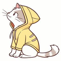 Cat in a hoodie on white background