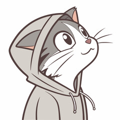 Cat  in a hoodie on white background