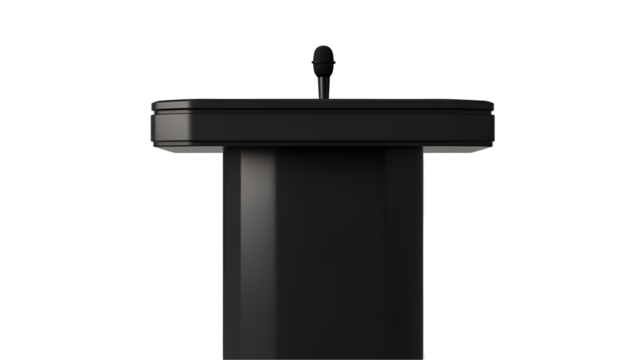 Modern Black Podium Stand with Microphone for Speech Presentation