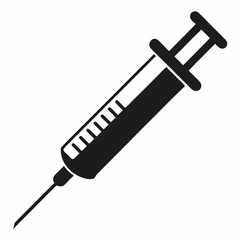 Medical syringe vector icon silhouette. Syringe with needle illustration.