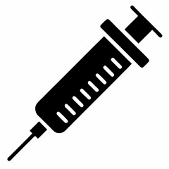 Medical syringe vector icon silhouette. Syringe with needle illustration.