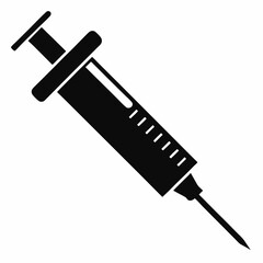 Medical syringe vector icon silhouette. Syringe with needle illustration.