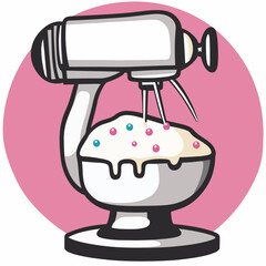 Mixer Flat Line Icon, Outline Vector Symbol Illustration.