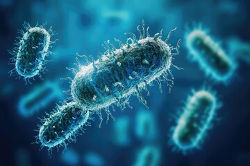 Fototapeta premium Concept of Antimicrobial Resistance: Illustration of Bacteria and Their Defiance Against Antibiotic Treatment