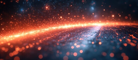 Abstract fiery particles floating in space.