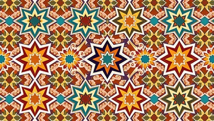 Colorful Starburst Pattern Decorative Textile Design
