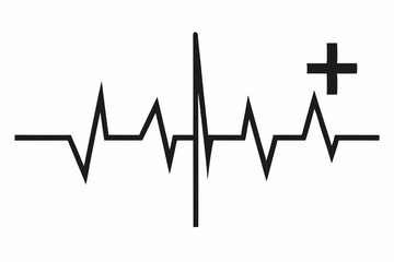 heartbeat silhouette, Heart beat one line, Continuous lines heart beats drawing, Wave pulse.
