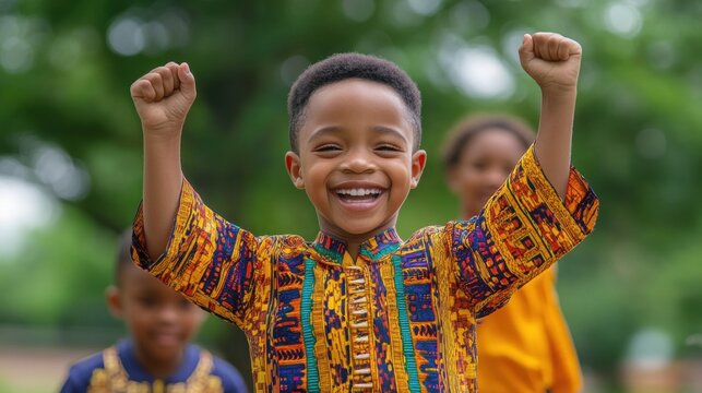 Happy african-american child celebration Juneteenth, african liberation day. Juneteenth Parade and Festival. Black History Month