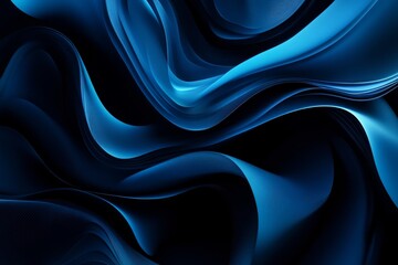 Obraz premium Fluid, Flowing Blue Abstract Design Creates a Captivating Visual Experience With Soft Curves and Gradients, Evoking a Sense of Tranquility and Depth