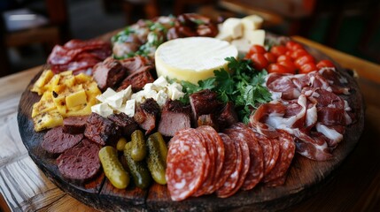 Gourmet Charcuterie Board with Assorted Meats and Cheeses
