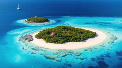 Tropical Island Paradise Stunning Aerial View Of Two Islands