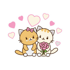 Cute love-couple cat sitting together