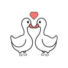 Duck couple standing face to face