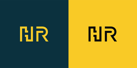 HR abstract  minimalist letters Logo Monogram. It is a minimalist logo, this logo is made by combining two letters